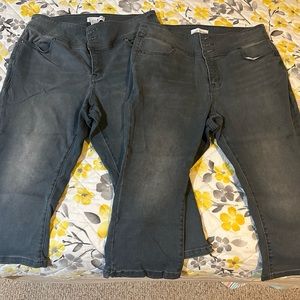 Two pairs of High-rise jegging crop, size 14 Lane Bryant stonewashed gray.